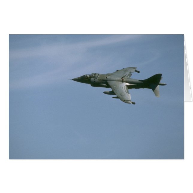 Harrier under flygning hälsningskort (Framsidan Horizontal)