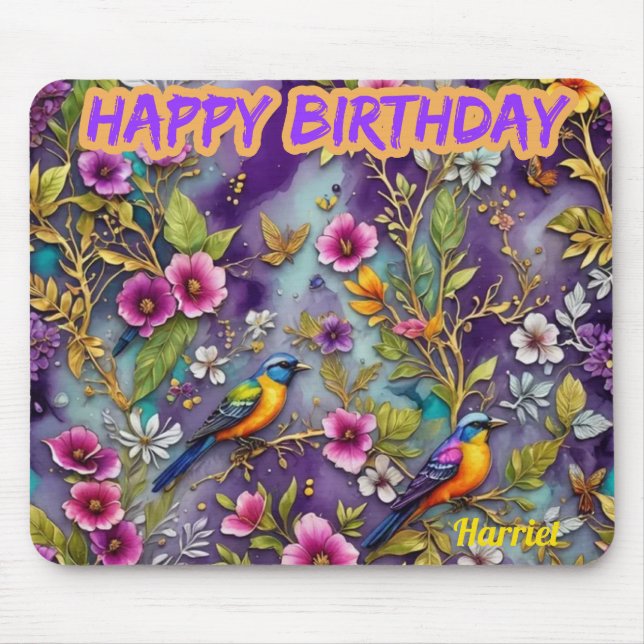 HARRIET ~ Birds Flowers ~ Birthday Greetings ~ Musmatta (Framsidan)