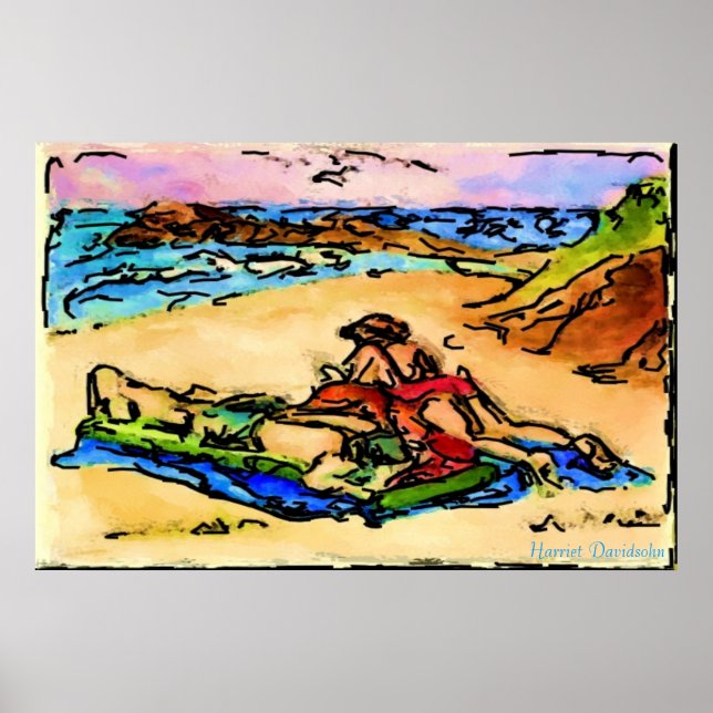 HARRIET DAVIDSOHN ILLUSTRATION - PÅ BEACH POSTER (Framsidan)