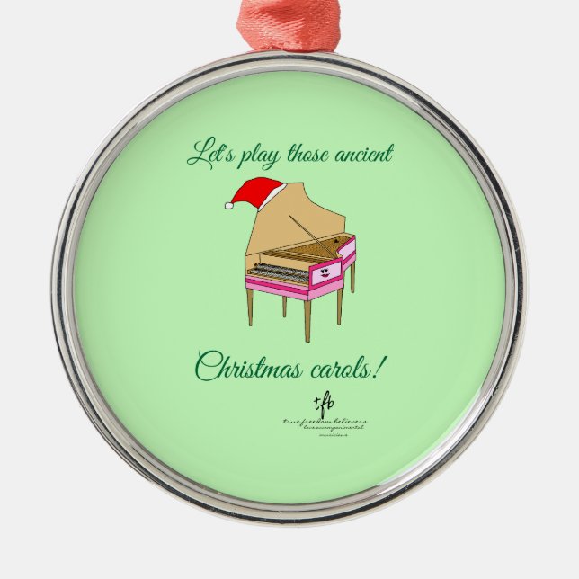 Harriet Harpsichord jul Sång Premium Round Julgransprydnad Metall (Framsidan)