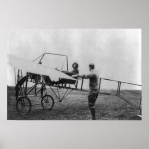 Harriet Quimby i fotot på hennes flygplan Poster