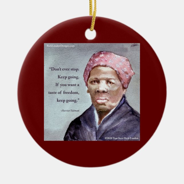 Harriet Tubman & Quote Julgransprydnad Keramik (Framsidan)