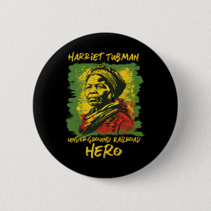 Harriet Tubman Underground Railroad Hjälte Svart H Knapp