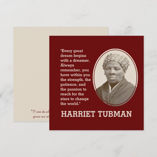 HARRIET TUBMAN | Varje Underbar dröm | Motivering (Fram/baksida)