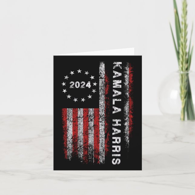 Harris 2024 American Flagga Kamaka Supporter 1 Kort (Framsida)