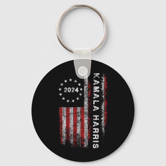Harris 2024 American Flagga Kamaka Supporter 1 Nyckelring (Framsida)