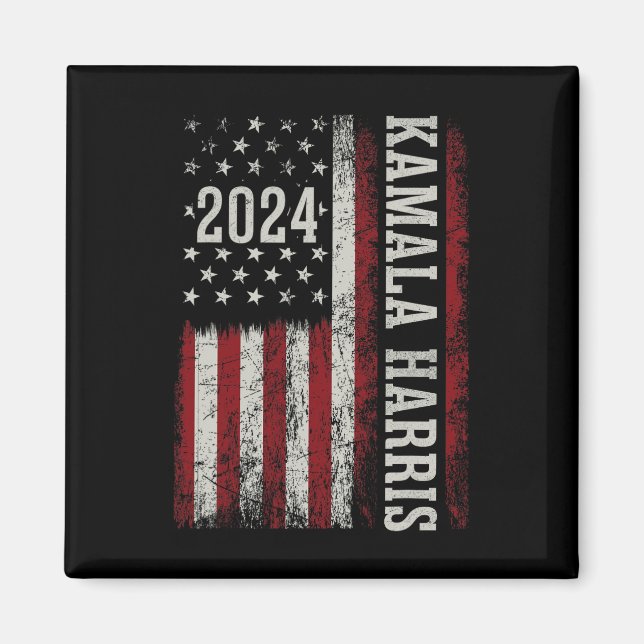 Harris 2024 American Flagga Kamaka Supporter Magnet (Framsidan)