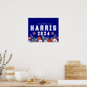 Harris 2024 Blommigt Val Poster