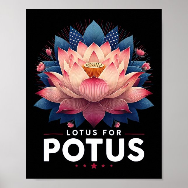 Harris 2024 Lotus For Potus Trending President Poster (Framsidan)