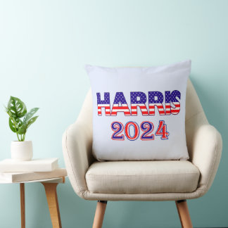 Harris 2024 Ordförande USA flagga Text Kudde