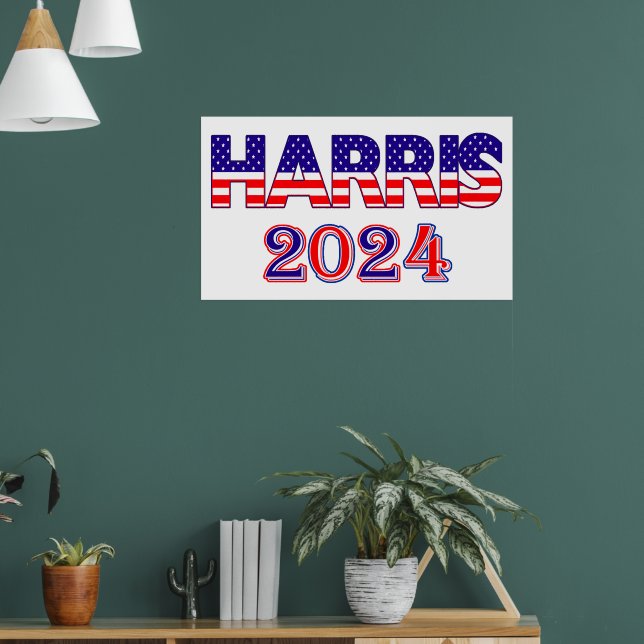 Harris 2024 Ordförande USA flagga Text Poster (Vardagsrum 1)