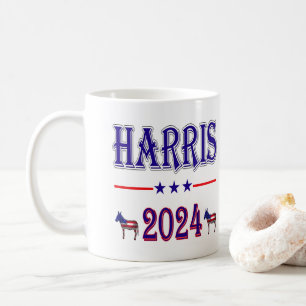 Harris 2024 Pres Democrat Donkey USA flagga Kaffemugg