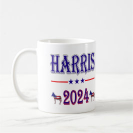 Harris 2024 Pres Democrat Donkey USA flagga Kaffemugg
