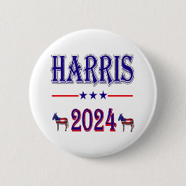 Harris 2024 Pres Democrat Donkey USA flagga Knapp