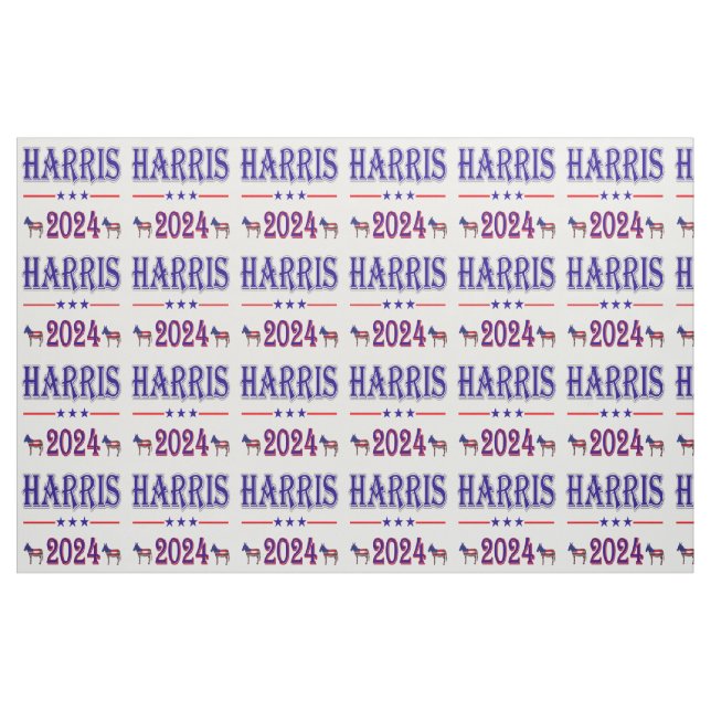 Harris 2024 Pres Democrat Donkey USA flagga Tyg (Fat Quarter)