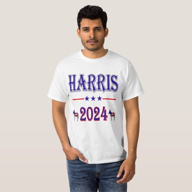 Harris 2024 Pres Democrat Donkey USA Unisex Value T Shirt (Hel framsida)