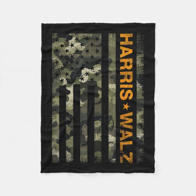 Harris 2024 President Usa Camouflage Dudes Walz Wa Fleecefilt (Framsidan)