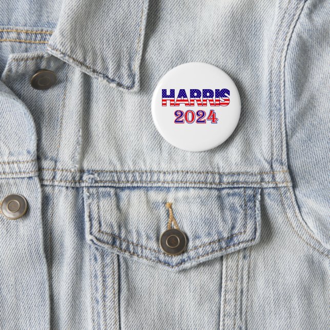 Harris 2024 President USA flagga Text Badge Knapp (In Situ)