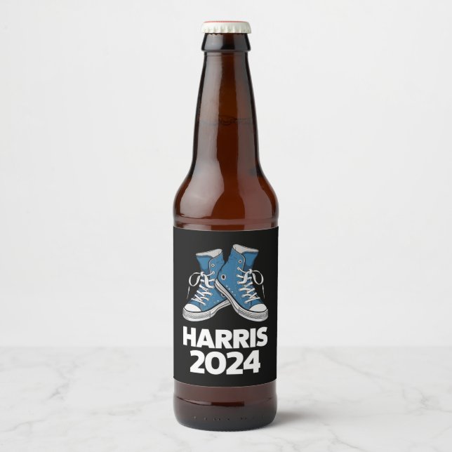 HARRIS 2024 Rösta President Kamala Val Sneaker Ölflaska Etikett (Framsida)