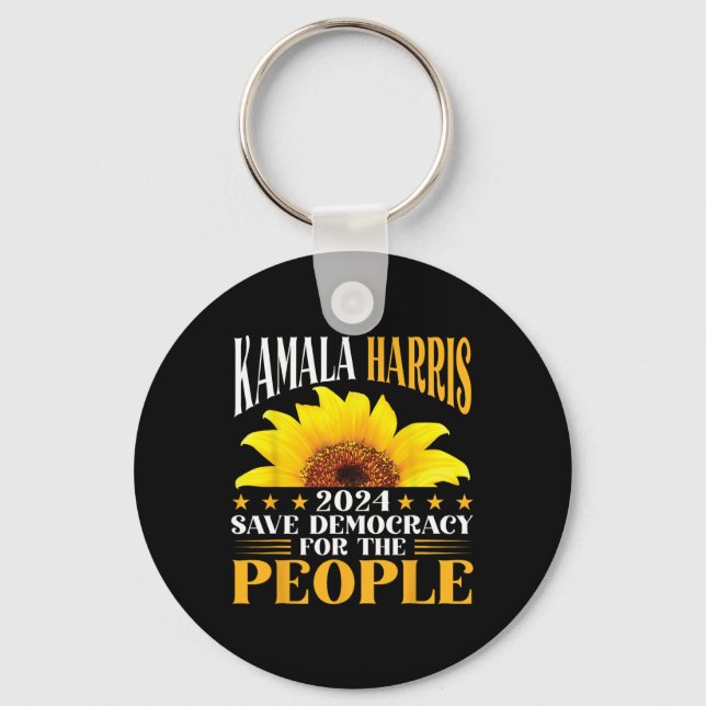 Harris 2024 Spara Democracy for the People Sunflow Nyckelring (Framsida)