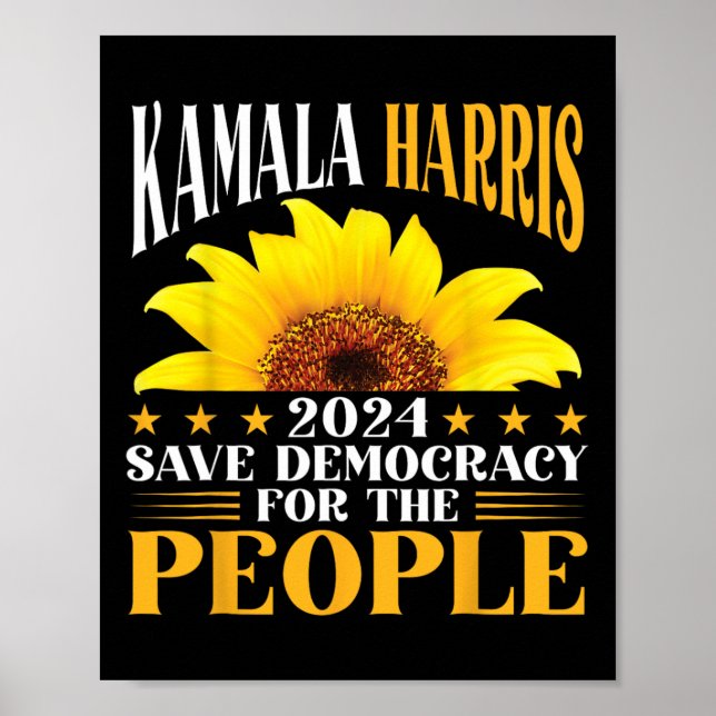 Harris 2024 Spara Democracy for the People Sunflow Poster (Framsidan)