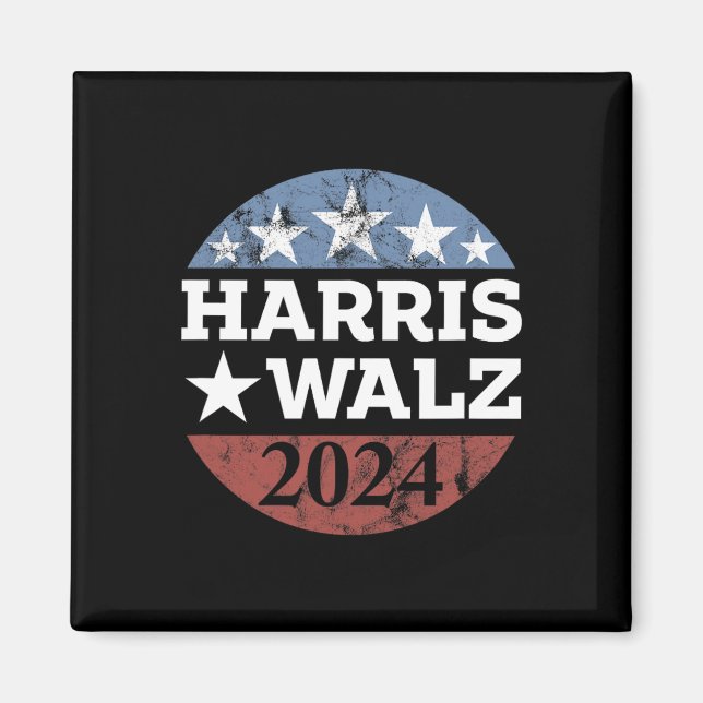 Harris &amp; Tim Walz för president 2024 Kampanj Magnet (Framsidan)