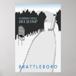 Harris Backe Ski Jump Retro Poster