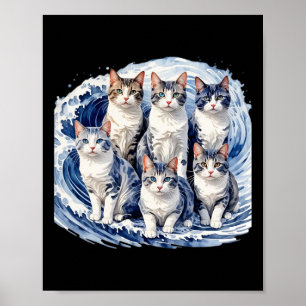 Harris Blå Katter Viftar - Roligt För Kattägare  Poster