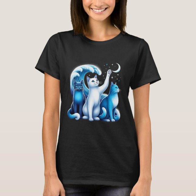 Harris Blue Cats Wave Kamala Funny för Cat Lovers T Shirt (Framsida)