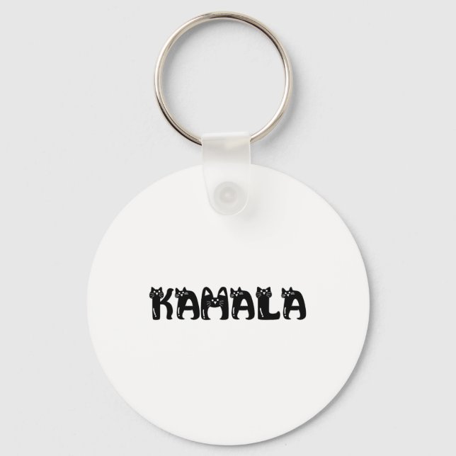 Harris Cat Lettering Positive Funny 2024 Val Nyckelring (Framsida)