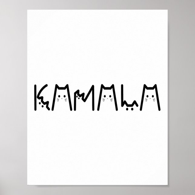 Harris Cat Lettering Positive Funny 2024 Val Poster (Framsidan)