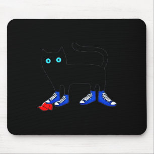 Harris Cat Wearing Blue Canvas Shoes Tramples Red Musmatta