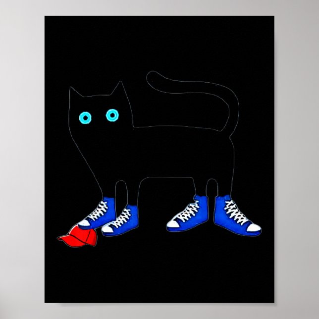 Harris Cat Wearing Blue Canvas Shoes Tramples Red Poster (Framsidan)