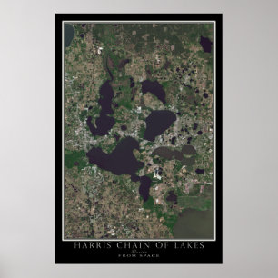 Harris chain of Sjöar Florida from Space Satellite Poster