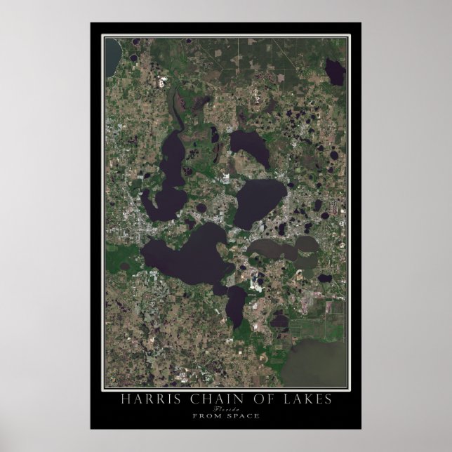 Harris chain of Sjöar Florida from Space Satellite Poster (Framsidan)