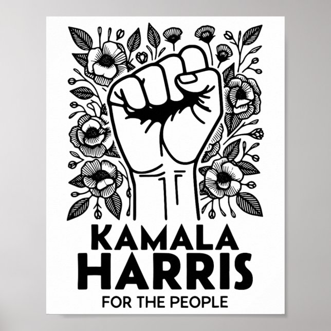 Harris För Folket Retro Vild Blomma  Poster (Framsidan)