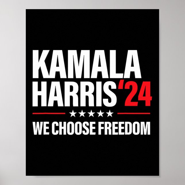 Harris För President 2024 Valet Vi Väljer Frihet Poster (Framsidan)