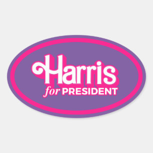 Harris för president Rosa Stil Ovalt Klistermärke
