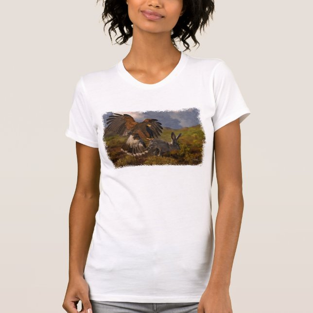 Harris Hawk och Jackkanit - akryl Tee Shirt (Framsida)