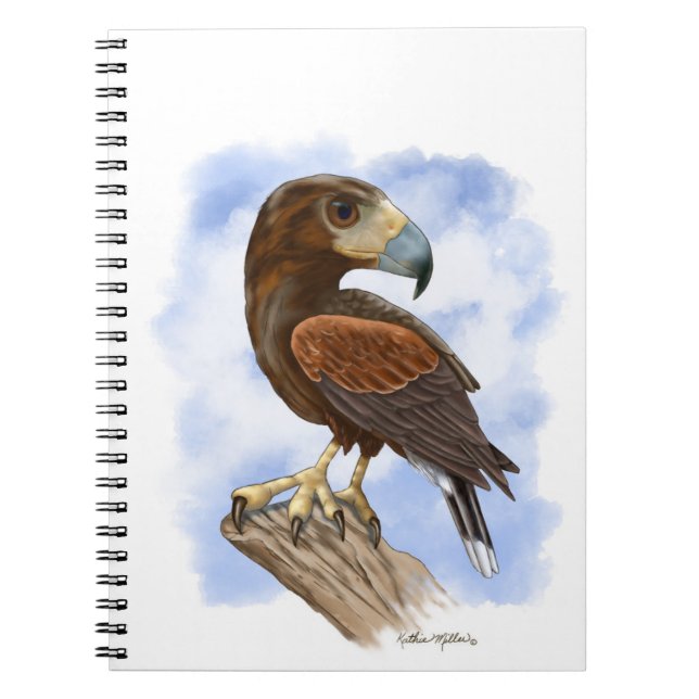 Harris Hawk på utkik - tecknad serie	 Anteckningsbok (Framsidan)