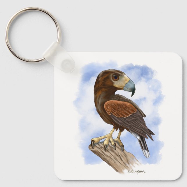 Harris Hawk på utkik - tecknad serie	 Nyckelring (Framsida)