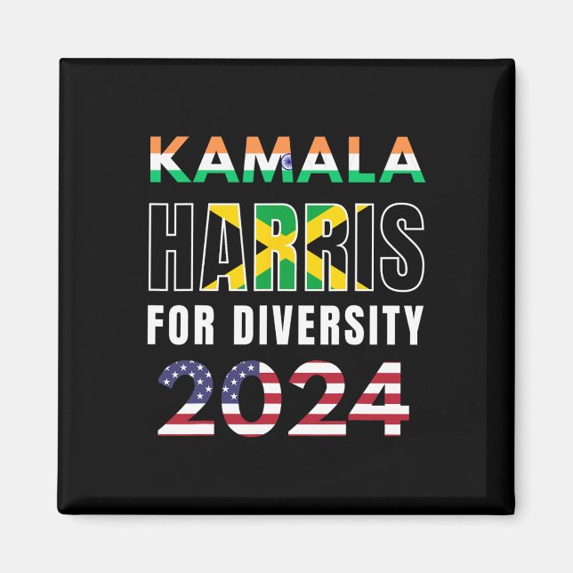 Harris India Jamaica Flagga Diversity 2024 Magnet (Framsidan)