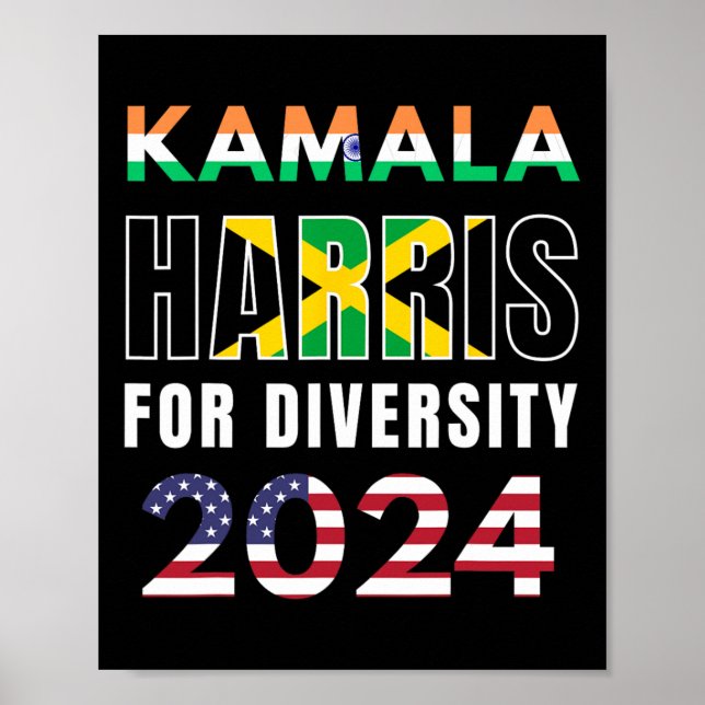 Harris India Jamaica Flagga Diversity 2024 Poster (Framsidan)