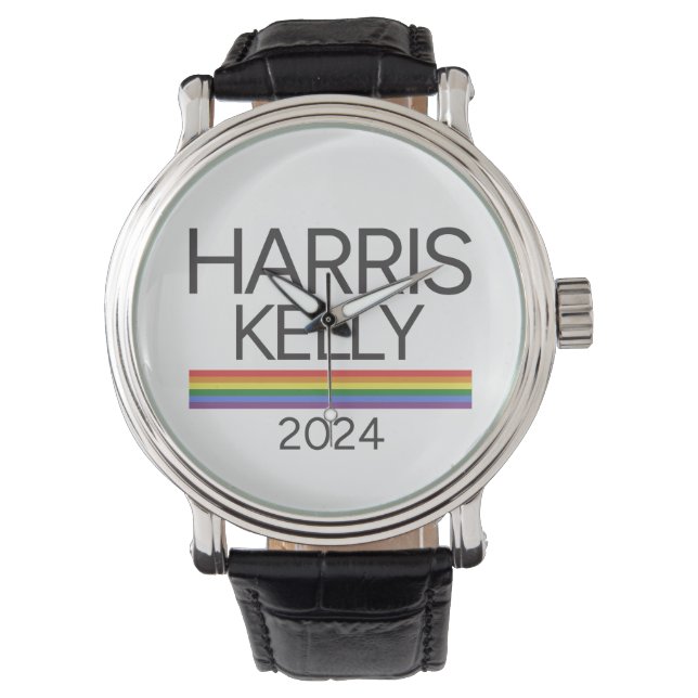 Harris Kelly 2024 HGBTQ Rainbow Pride Flagga Armbandsur (Framsida)