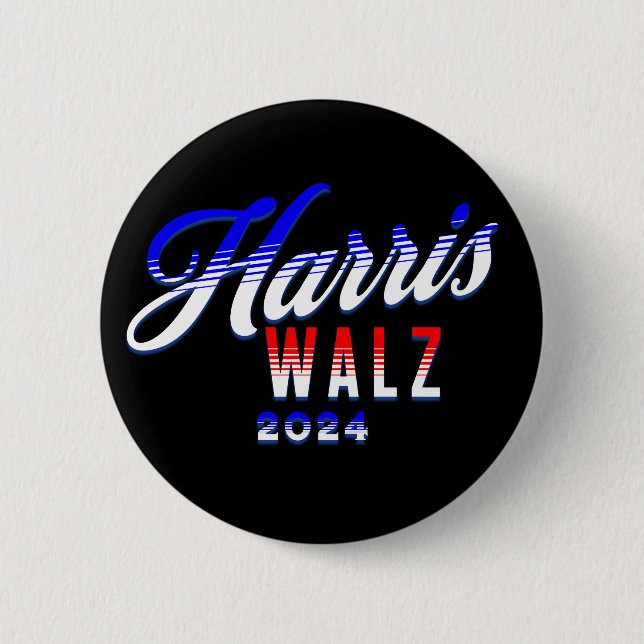 Harris och Walz Democrat POTUS 2024 Knapp (Framsida)