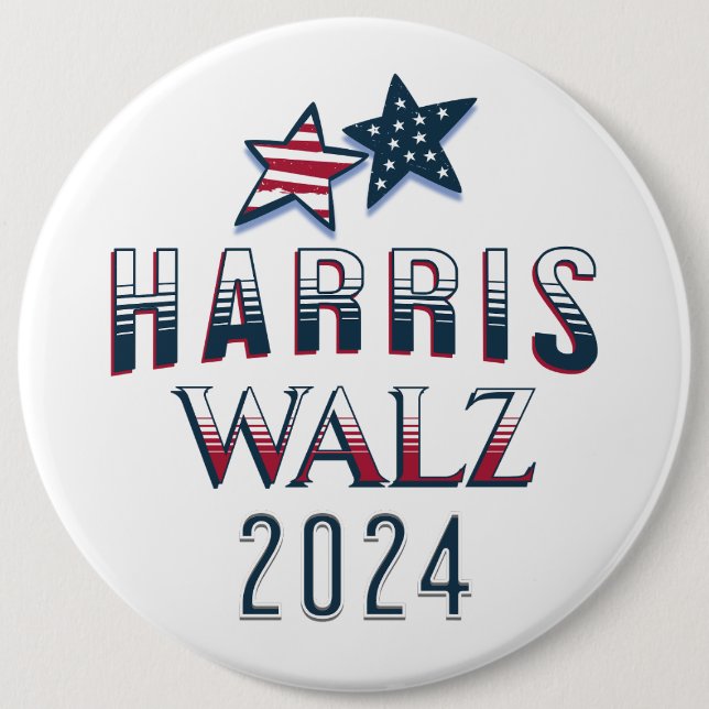 Harris och Walz Democrat POTUS 2024 Large Knapp (Framsida)