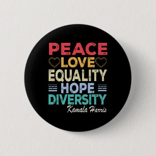 Harris Peace Kärlek Equality Hope Diversity Retro Knapp