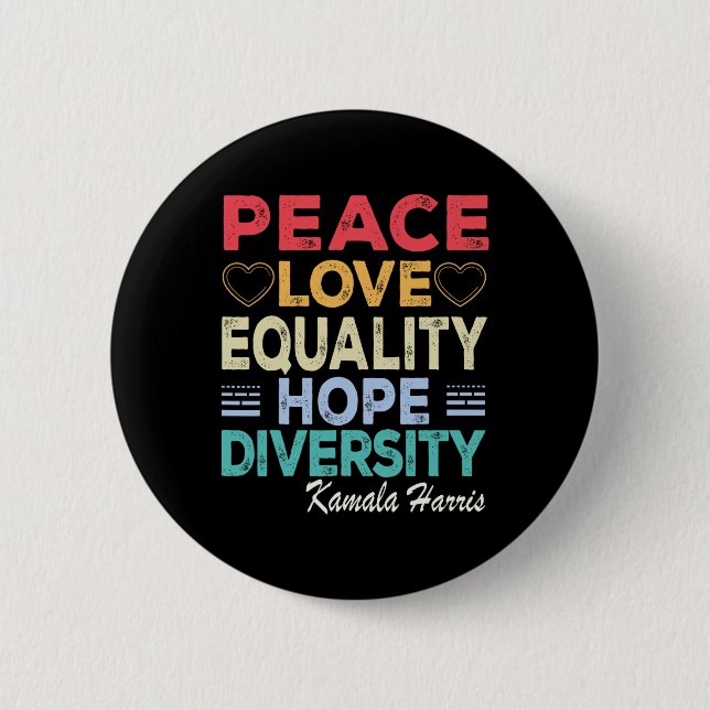 Harris Peace Kärlek Equality Hope Diversity Retro Knapp (Framsida)