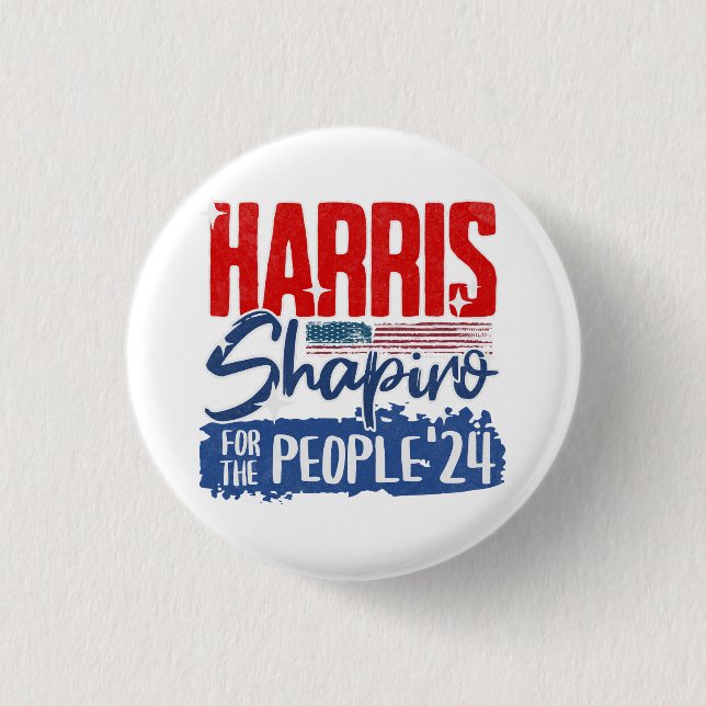 Harris Shapiro 2024 For the People US Flagga Knapp (Framsida)