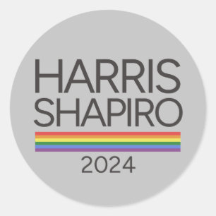 Harris Shapiro 2024 HBTQ Pride Kamala Harris Runt Klistermärke